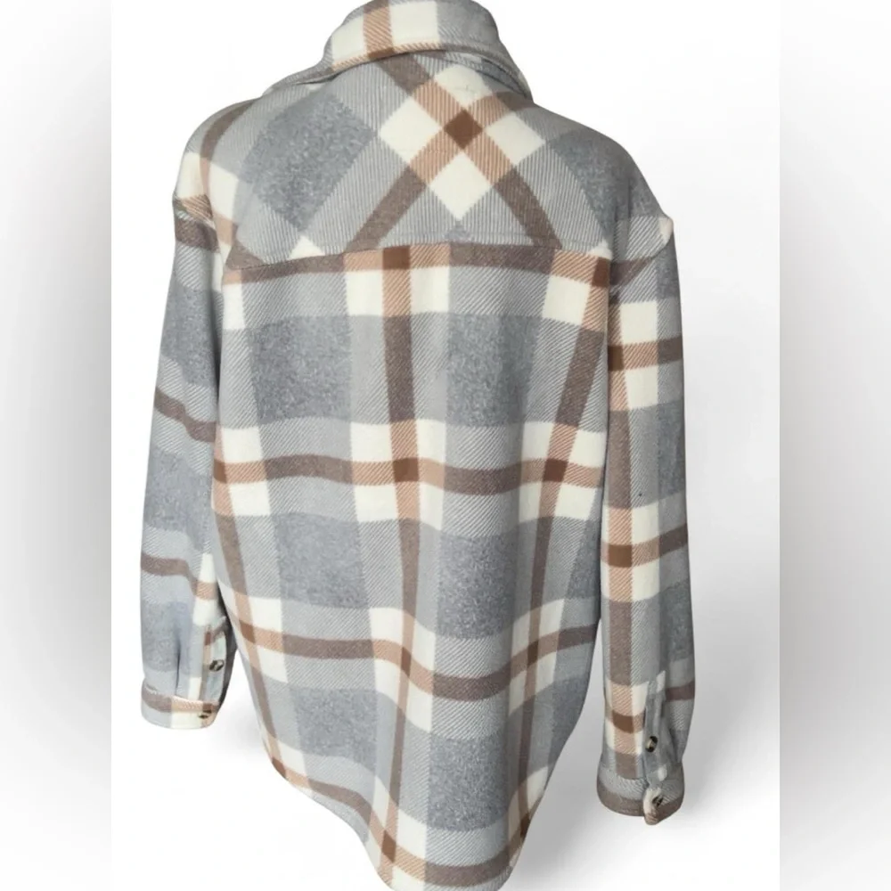 Plaid Gray and Brown Women's Jacket Size Large - Picture 2 of 5